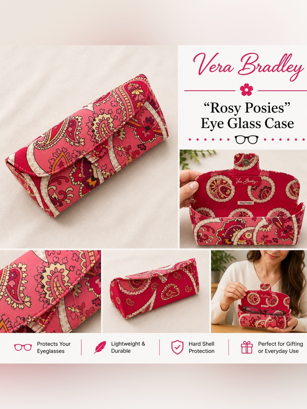 Vera Bradley “Rosy Posies” Eye Glass Case